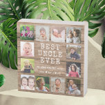 Best Uncle Ever 12 Photo Collage Rustic Brown Wooden Box Sign<br><div class="desc">Create your own photo collage  wooden box sign with 12 of your favourite pictures on a wood texture background .Personalize with family photos . Makes a treasured keepsake gift for the favourite uncle for birthday,  holidays and father's day.</div>