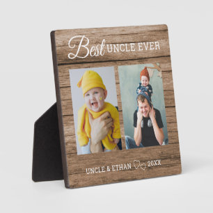 Best Uncle Ever 2 Photo Collage Rustic Wood Plaque