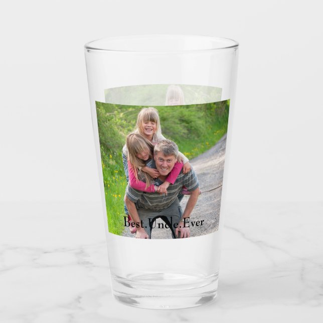 Best Uncle Ever 2 Photo Personalized Glass (Front)