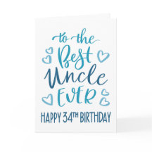 Best Uncle Ever 34th Birthday Typography in Blue