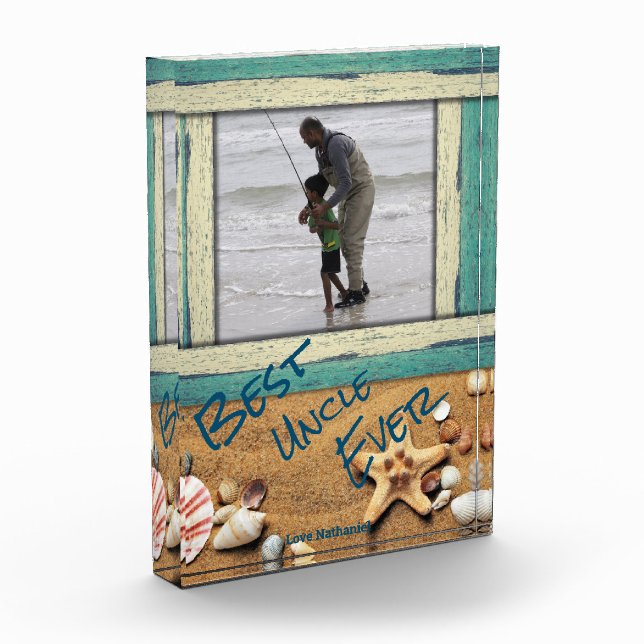 Best Uncle Ever Beach Personalized Custom Photo Block (Left)