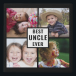 Best Uncle Ever Father`s Day 4 Photo Black Faux Ca Faux Canvas Print<br><div class="desc">A simple and memorable gift for the new uncle personalized with his favourite photos of his niece or nephew. Makes a great gift for father's day, holiday, birthday.</div>