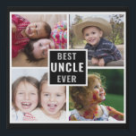 Best Uncle Ever Father`s Day 4 Photo Black Faux Canvas Print<br><div class="desc">A simple and memorable gift for the new uncle personalized with his favourite photos of his niece or nephew. Makes a great gift for father's day, holiday, birthday.</div>