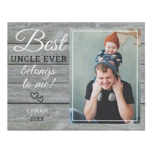 Best Uncle Ever Gift Photo Rustic Grey Wood     Faux Canvas Print