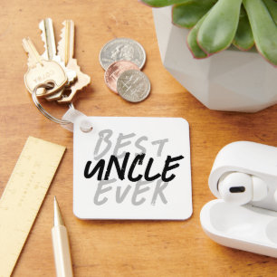 Best Uncle Ever Modern Black and Gray Grunge Keychain