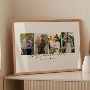 Best Uncle Ever Modern Script 4 Photos Collage Poster