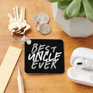 Best Uncle Ever Modern White and Grey Grunge Keychain