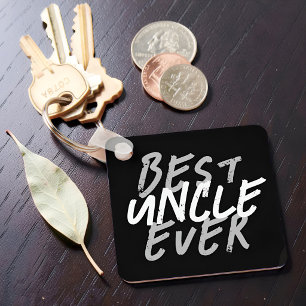 Best Uncle Ever Modern White and Grey Grunge Keychain