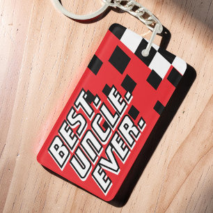 Best Uncle Ever Motorsport Racing Modern Chequered Keychain