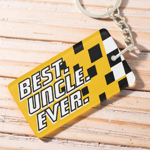 Best Uncle Ever Motorsport Racing Modern Chequered Keychain