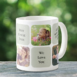 Best Uncle Ever Personalized Photos Coffee Mug<br><div class="desc">Celebrate a the best uncle ever with this custom light green design. You can add five family photos, personalize the expressions of "Best Uncle Ever" and "I Love You" or "We Love You, " and whether he is called Uncle, Tio, etc., and his name. You can also add his nieces'...</div>