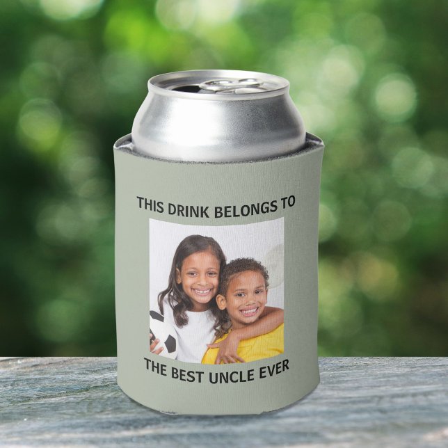 Best Uncle Ever Photo Green Can Cooler (Creator Uploaded)