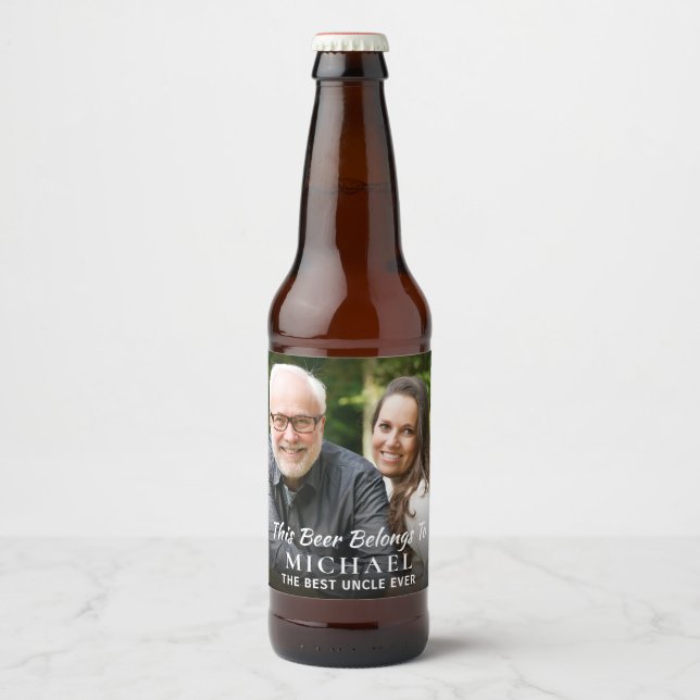 Best Uncle Ever Photo Personalized Beer Bottle Label (Front)