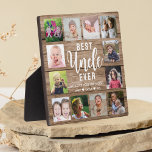 Best Uncle Ever Rustic Wood  12 Photo Collage  Plaque<br><div class="desc">Create your own photo collage  plaque  with 12 of your favourite pictures on a wood texture background .Personalize with family photos . Makes a treasured keepsake gift for the favourite uncle for birthday,  holidays and father's day.</div>