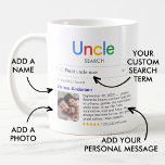 Best Uncle Ever Search Results Photo & Message Coffee Mug<br><div class="desc">Tell your uncle he's the best with this modern mug, featuring a 'Search' logo with a single search result for "Best uncle ever', consisting of your uncle's name, a photo, your personal message and a 5-star rating. If you need any help customizing this, please message me using the button below...</div>