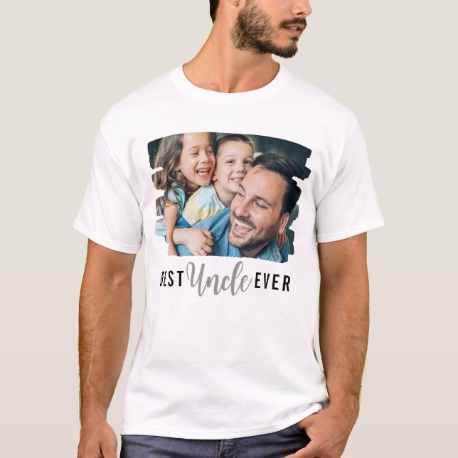 Best Uncle Ever Text Custom Niece Nephew Photo T-Shirt (Front)