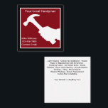 Best Unique Handyman Business Cards Design<br><div class="desc">Bold cool home Handyman services theme business cards presented on square business card stock with hammer graphic and list of services you can alter on the flip side.</div>