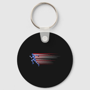Best Usa American Flag Track And Field Gift Team M Keychain