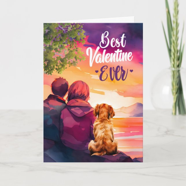 Best Valentine Ever Young Couple and Dog Holiday Card (Front)