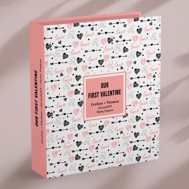 Best Valentine’s Gift Memory Album Pink Black Hear Binder (Best Valentine’s Gift Memory Album Pink Black Hearts)