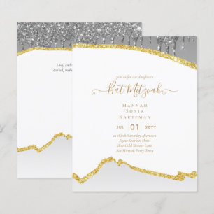 Best Value Agate Glitter BAT MITZVAH Invitations