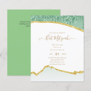 Best Value Agate Glitter BAT MITZVAH Invitations