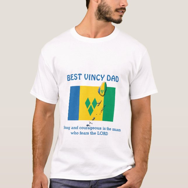 BEST VINCY DAD Strong Courageous Personalized T-Shirt (Front)