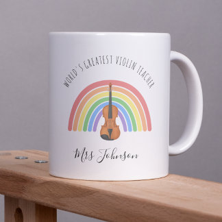 Best Violin Teacher Rainbow Music Thank you Gift Coffee Mug