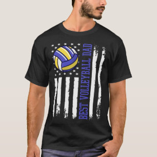 Best Volleyball Dad Volleyball Daddy US Flag T-Shirt