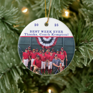 Best Week Ever Thanks Coach Custom Cooperstown Ceramic Ornament