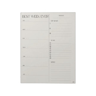 best week planner - SUNDAY START Notepad