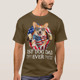 Best Welsh Corgi Dad American Flag 4th Of July Gif T-Shirt