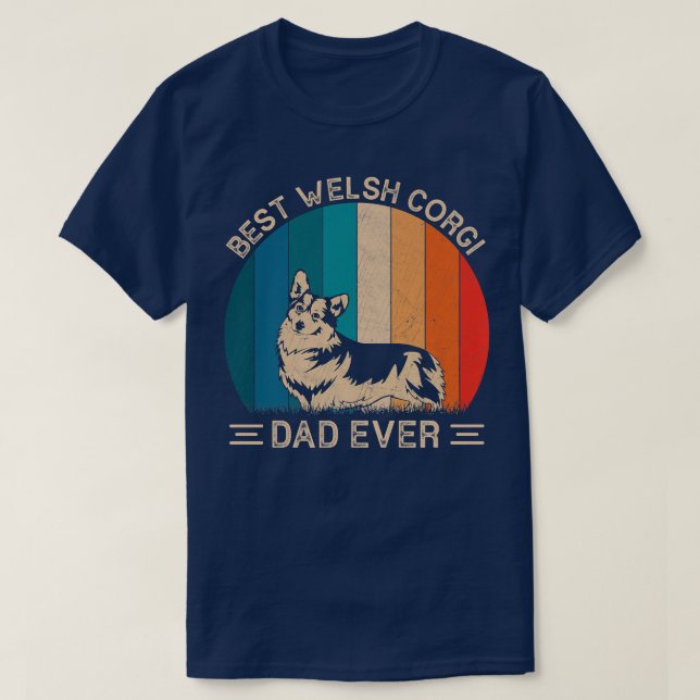 Best Welsh Corgi Dog Dad Ever Retro Graphic Father T-Shirt (Design Front)