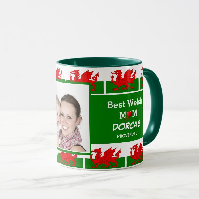 BEST WELSH MUM Custom Wales Flag Photo Mug (Front Right)