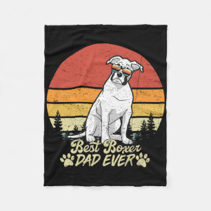 Best White Boxer Dad Ever Vintage Retro Dog Father Fleece Blanket