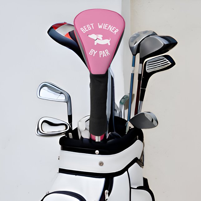 Best Wiener by Par Punny Dachshund Golf Head Cover (Best Wiener Dog Mom By Par - golfing sausage dog mom gift)
