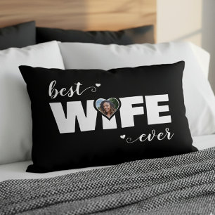 Best Wife Ever Heart Photo Black Accent Pillow