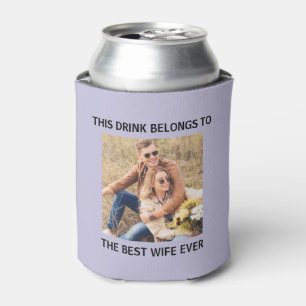 Best  Wife Ever Personalized Photo Purple Can Cooler