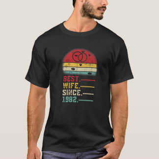 Best Wife Since 1982 Wedding Graphic Her 40Th Anni T-Shirt