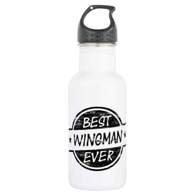 Best Wingman Ever Black 532 Ml Water Bottle (Front)