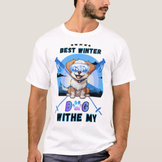 Best-Winter-With My-Dog-Cute Skiing-Puppy-Snowboar T-Shirt