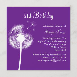 Best Wishes 21st Birthday Invitation (purple)