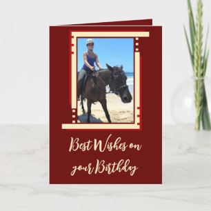 Best wishes add photo burgundy birthday card