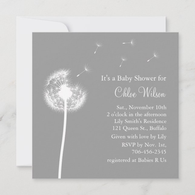 Best Wishes! Baby Shower invitation (grey) (Front)