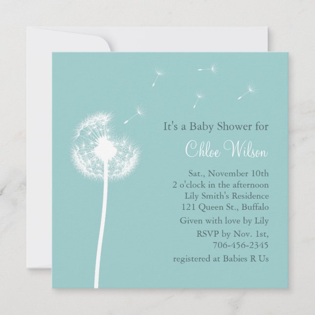 Best Wishes! Baby Shower invitation (turquoise) (Front)