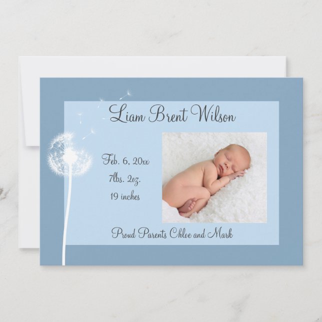 Best Wishes!!! Birth Announcement 1 (blue) (Front)