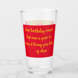 Best wishes birthday design red yellow with dots glass