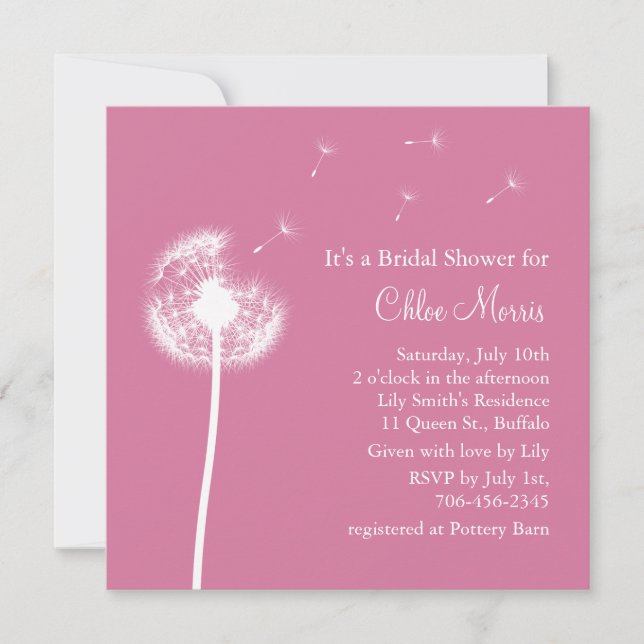 Best Wishes! Bridal Shower Invitation (fuchsia) (Front)