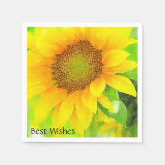 Best Wishes~Bright and Cheery Yellow Sunflower Napkin