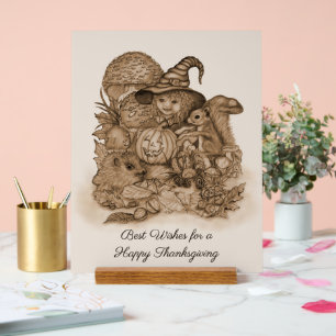 Best Wishes for a Happy Thanksgiving Acrylic Sign